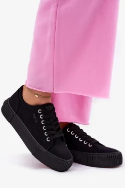 Online Big Star Shoes Materiałowe Trampki Damskie Big Star RR274403 Czarne