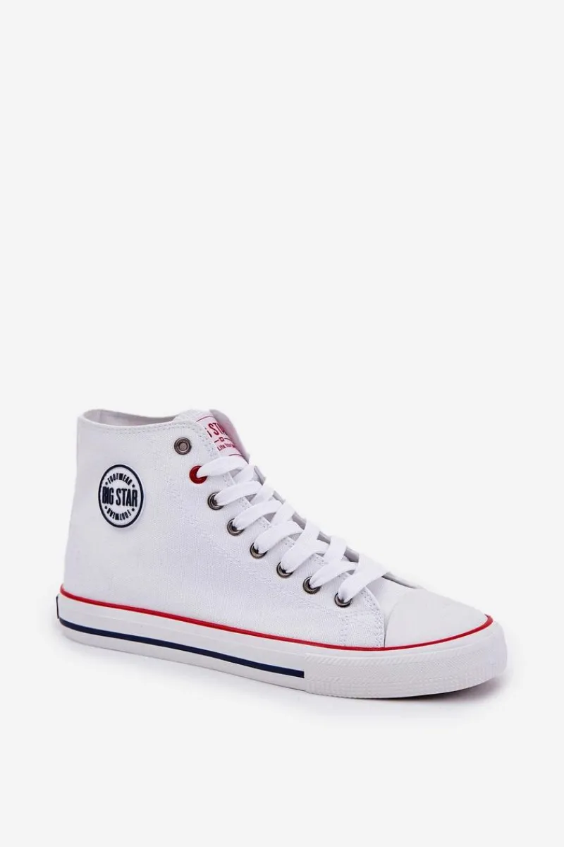 Trampki Męskie Big Star|Trampki Wysokie>Big Star Shoes Materiałowe Trampki Męskie Big Star NN174305 HI-POLY SYSTEM Białe Biały