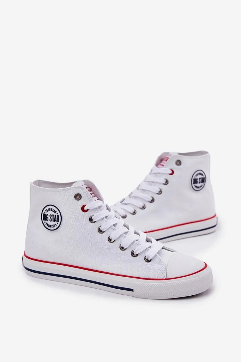 Trampki Męskie Big Star|Trampki Wysokie>Big Star Shoes Materiałowe Trampki Męskie Big Star NN174305 HI-POLY SYSTEM Białe Biały