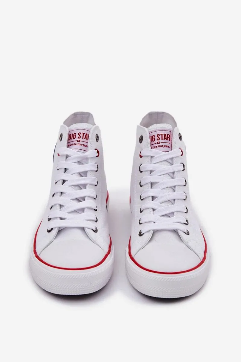 Trampki Męskie Big Star|Trampki Wysokie>Big Star Shoes Materiałowe Trampki Męskie Big Star NN174305 HI-POLY SYSTEM Białe Biały