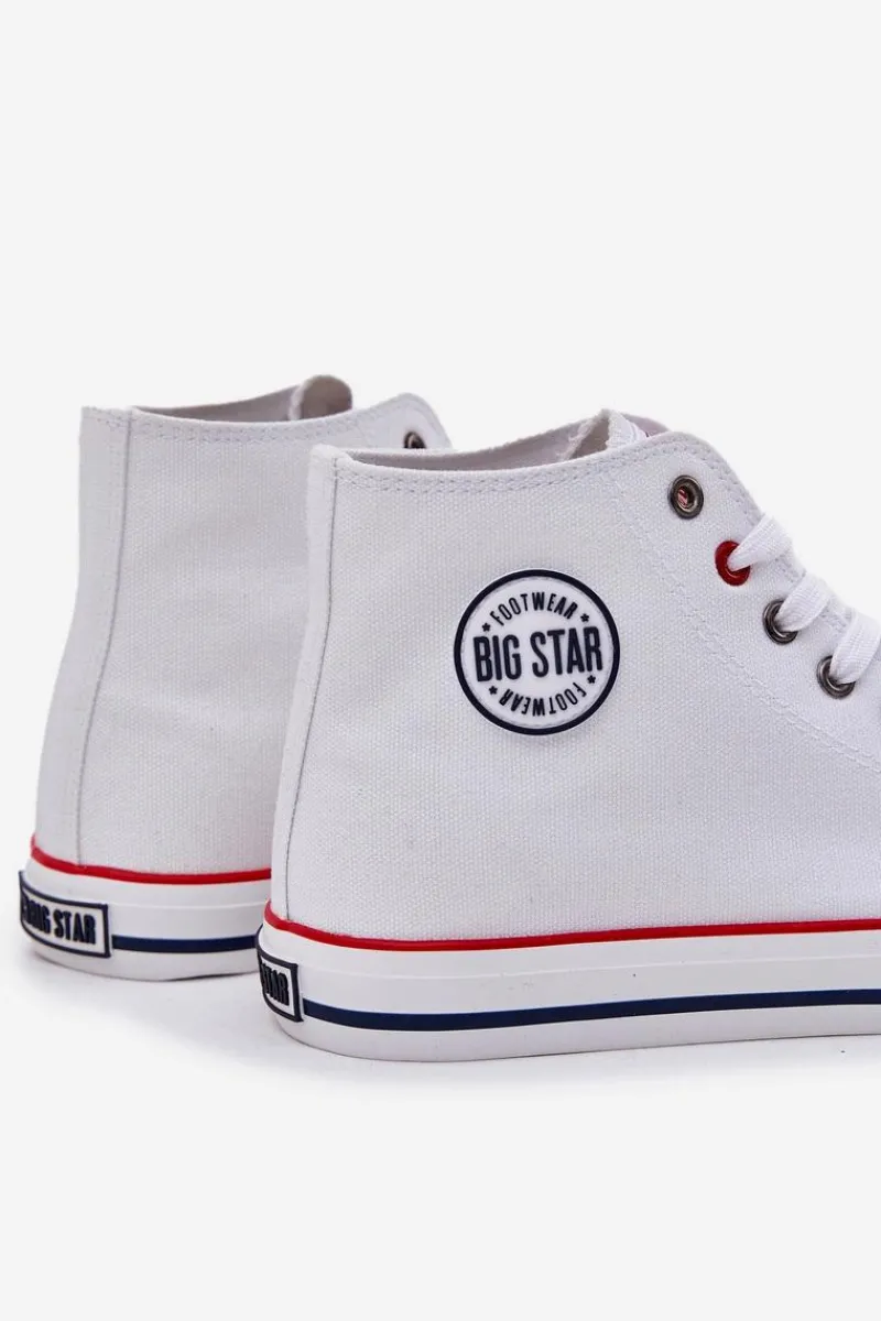 Trampki Męskie Big Star|Trampki Wysokie>Big Star Shoes Materiałowe Trampki Męskie Big Star NN174305 HI-POLY SYSTEM Białe Biały