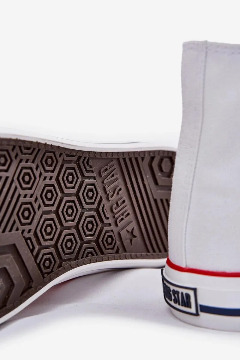 Trampki Męskie Big Star|Trampki Wysokie>Big Star Shoes Materiałowe Trampki Męskie Big Star NN174305 HI-POLY SYSTEM Białe Biały