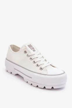 Online Big Star Shoes Materiałowe Trampki Na Platformie Big Star LL274150 Białe Biały