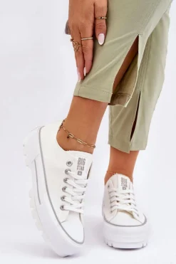 Online Big Star Shoes Materiałowe Trampki Na Platformie Big Star LL274150 Białe Biały
