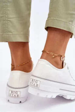 Online Big Star Shoes Materiałowe Trampki Na Platformie Big Star LL274150 Białe Biały