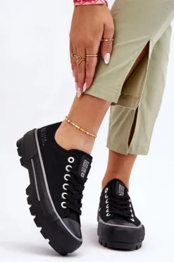 Discount Big Star Shoes Materiałowe Trampki Na Platformie Big Star LL274149 Czarne