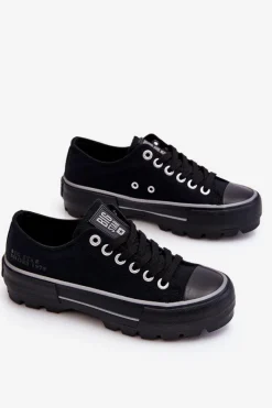 Discount Big Star Shoes Materiałowe Trampki Na Platformie Big Star LL274149 Czarne