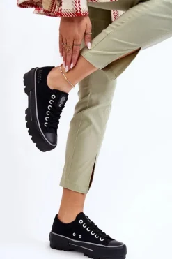 Discount Big Star Shoes Materiałowe Trampki Na Platformie Big Star LL274149 Czarne