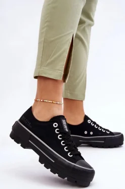 Discount Big Star Shoes Materiałowe Trampki Na Platformie Big Star LL274149 Czarne