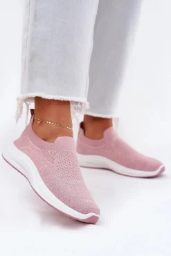 Sneakersy Damskie>Boto Materiałowe Wsuwane Buty Sportowe Damskie Różowe Astusa Różowy