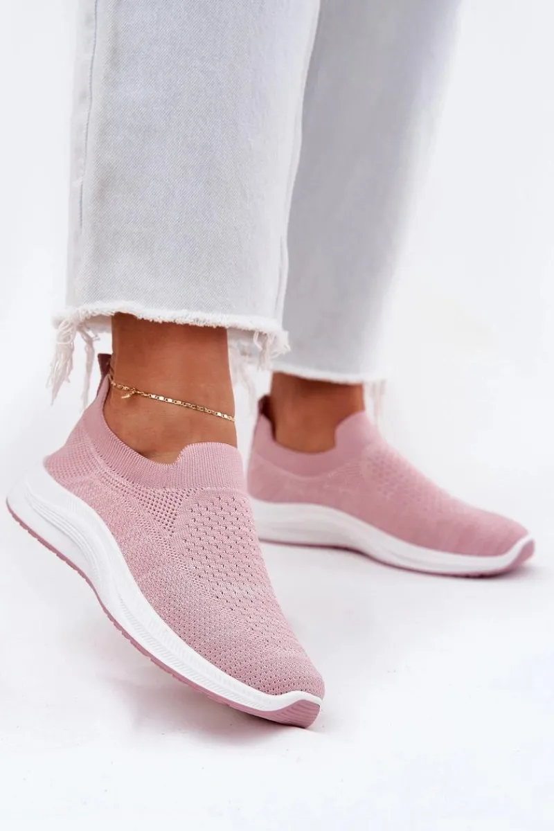 Sneakersy Damskie>Boto Materiałowe Wsuwane Buty Sportowe Damskie Różowe Astusa Różowy