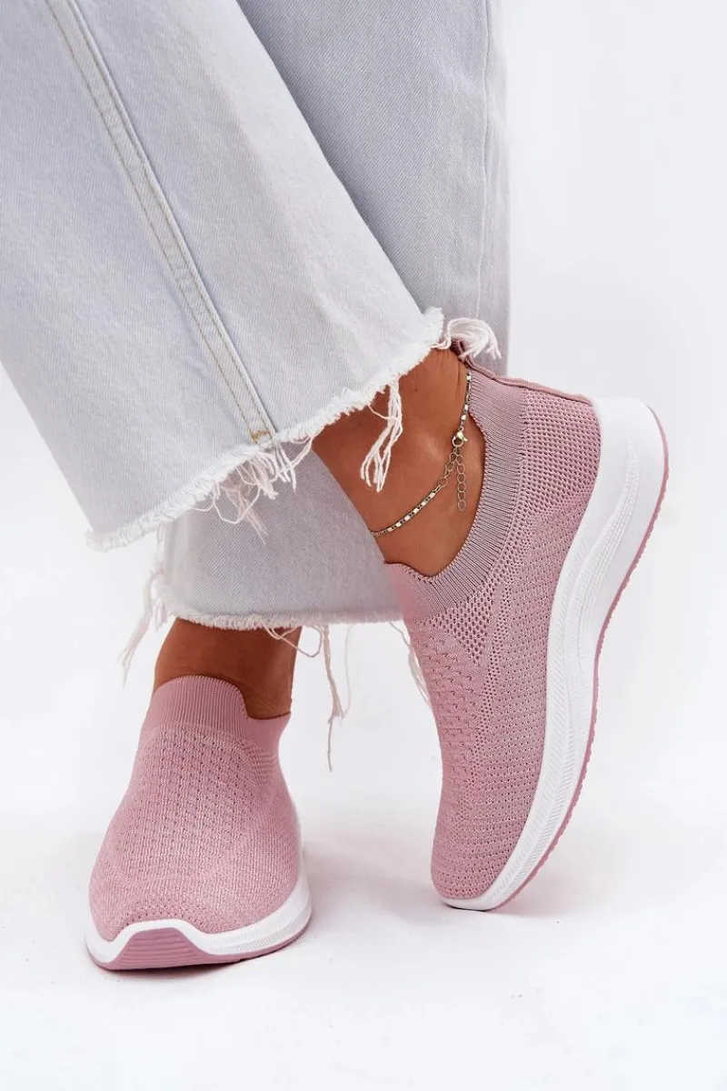 Sneakersy Damskie>Boto Materiałowe Wsuwane Buty Sportowe Damskie Różowe Astusa Różowy