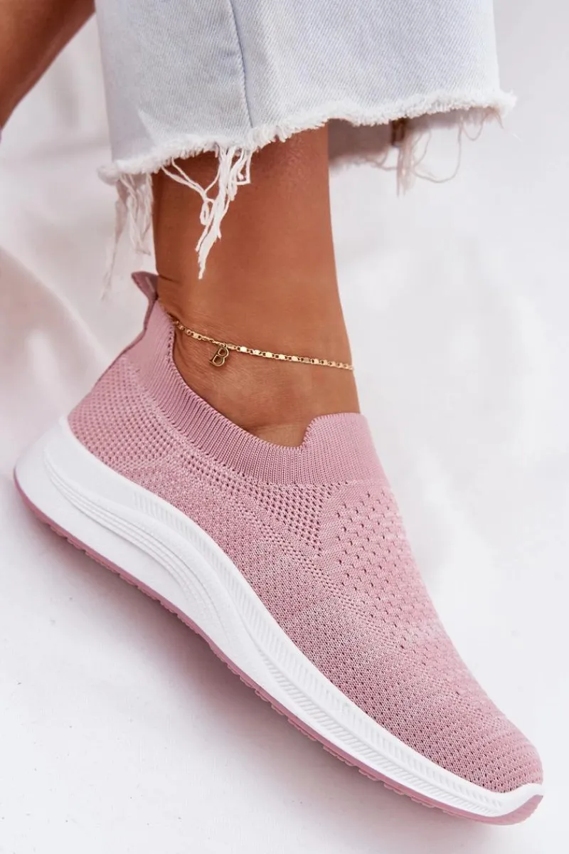 Sneakersy Damskie>Boto Materiałowe Wsuwane Buty Sportowe Damskie Różowe Astusa Różowy