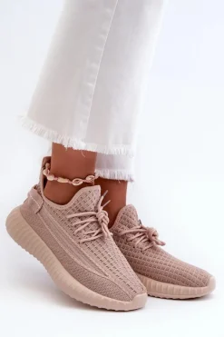 Sneakersy Damskie>Boto Materiałowe Wsuwane Buty Sportowe Damskie Różowe Nelmarie