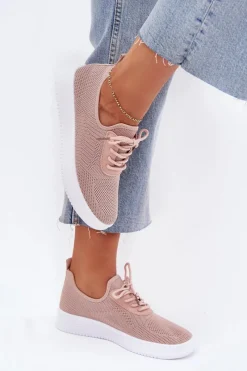 Discount Materiałowe Wsuwane Buty Sportowe Na Platformie Damskie Różowe Kalyra Damskie Sneakersy Damskie