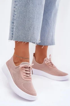 Discount Materiałowe Wsuwane Buty Sportowe Na Platformie Damskie Różowe Kalyra Damskie Sneakersy Damskie