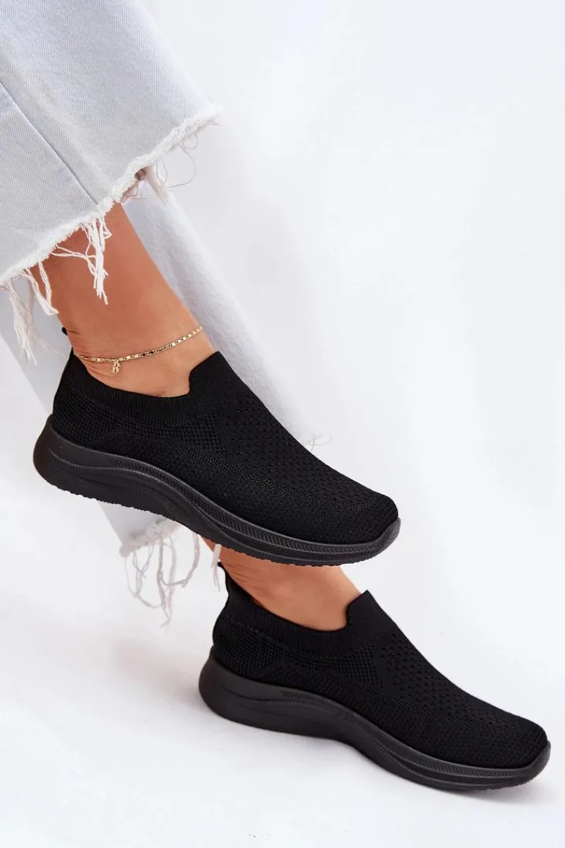 Sneakersy Damskie>Boto Materiałowe Wsuwane Buty Sportowe Damskie Czarne Astusa