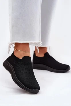 Sneakersy Damskie>Boto Materiałowe Wsuwane Buty Sportowe Damskie Czarne Astusa