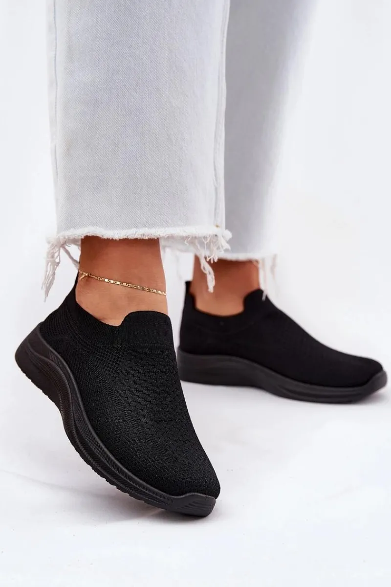 Sneakersy Damskie>Boto Materiałowe Wsuwane Buty Sportowe Damskie Czarne Astusa