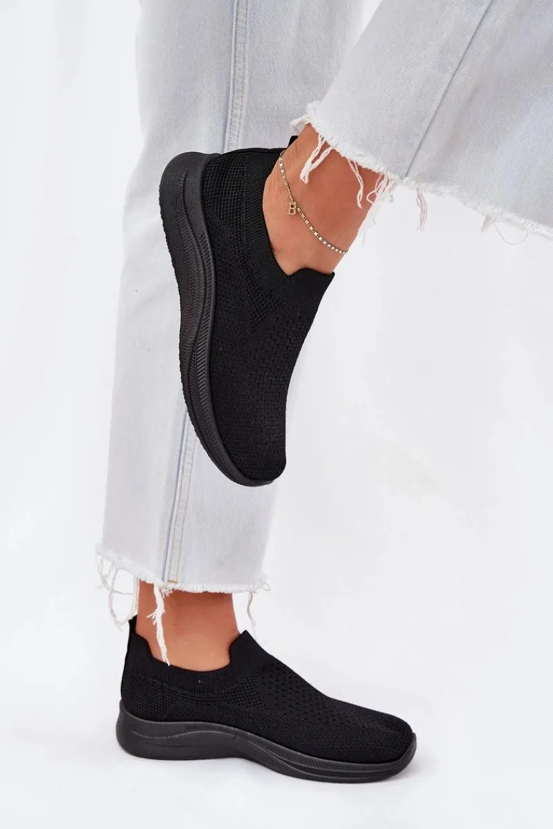 Sneakersy Damskie>Boto Materiałowe Wsuwane Buty Sportowe Damskie Czarne Astusa