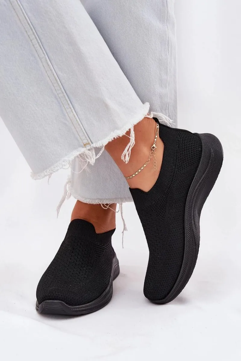 Sneakersy Damskie>Boto Materiałowe Wsuwane Buty Sportowe Damskie Czarne Astusa