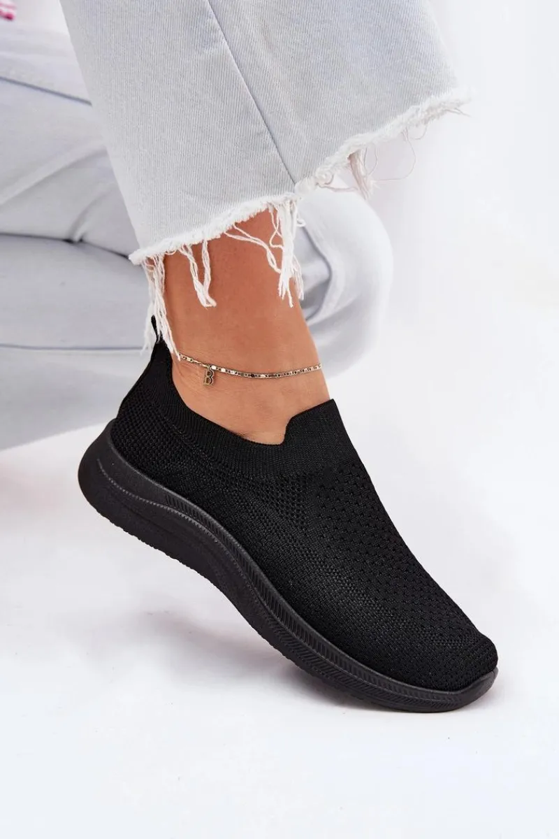Sneakersy Damskie>Boto Materiałowe Wsuwane Buty Sportowe Damskie Czarne Astusa