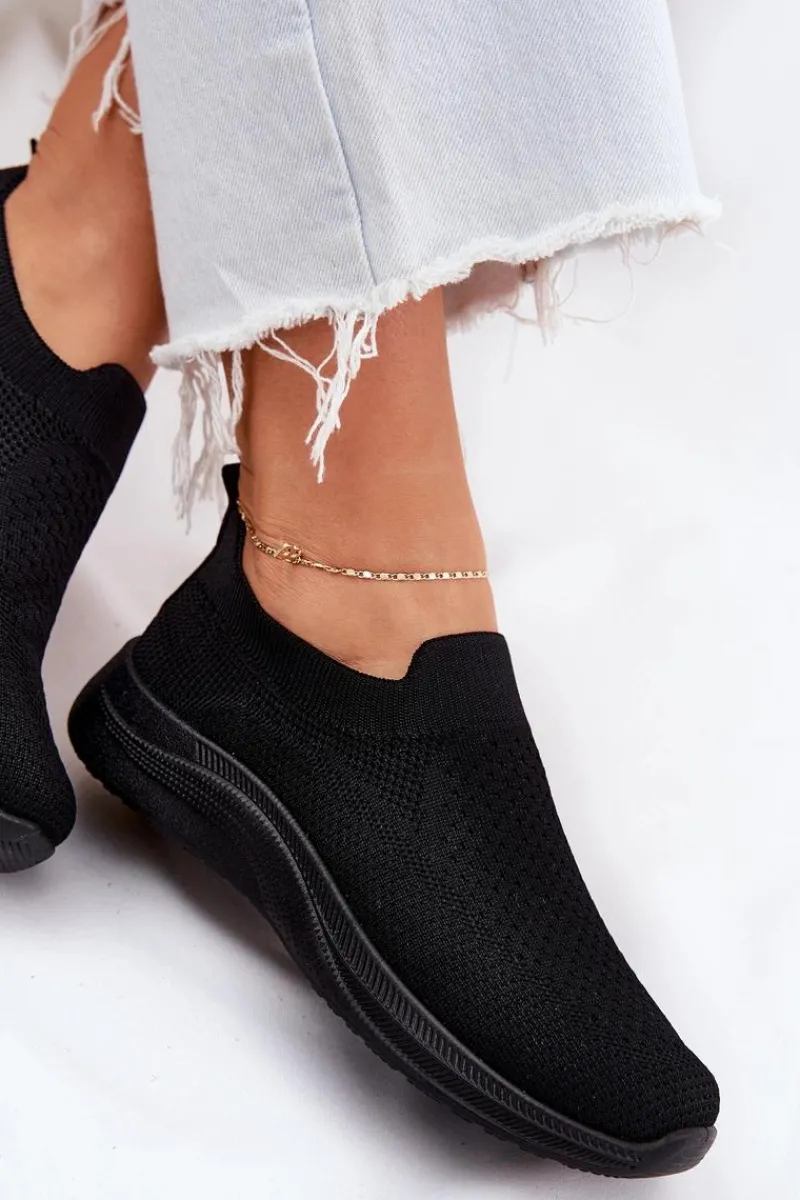 Sneakersy Damskie>Boto Materiałowe Wsuwane Buty Sportowe Damskie Czarne Astusa