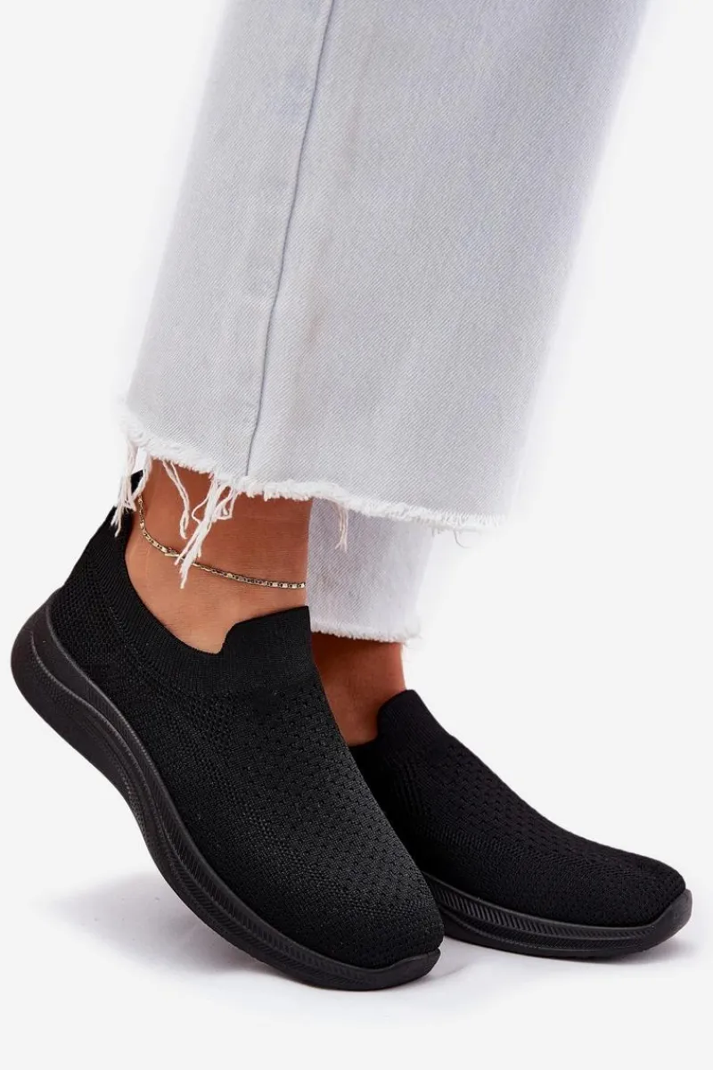 Sneakersy Damskie>Boto Materiałowe Wsuwane Buty Sportowe Damskie Czarne Astusa