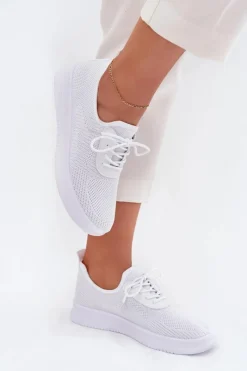 Clearance Boto Materiałowe Wsuwane Buty Sportowe Na Platformie Damskie Białe Kalyra Biały