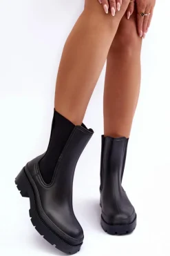 Sale Big Star Shoes Matowe Kalosze Botki Big Star MM274695 Czarne