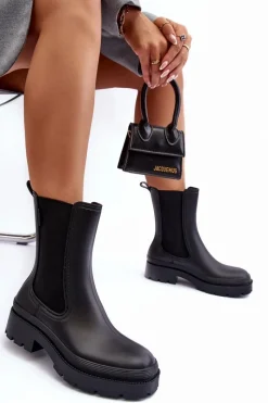 Sale Big Star Shoes Matowe Kalosze Botki Big Star MM274695 Czarne