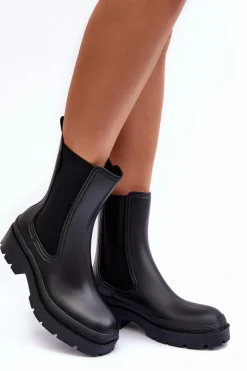 Sale Big Star Shoes Matowe Kalosze Botki Big Star MM274695 Czarne