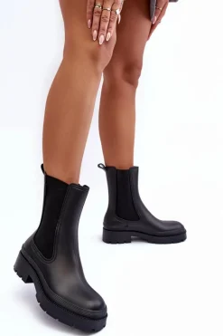 Sale Big Star Shoes Matowe Kalosze Botki Big Star MM274695 Czarne