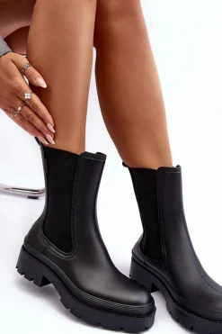 Sale Big Star Shoes Matowe Kalosze Botki Big Star MM274695 Czarne