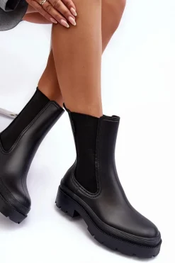 Sale Big Star Shoes Matowe Kalosze Botki Big Star MM274695 Czarne