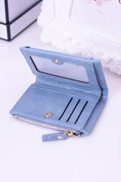 Portfele>Boto Mały Błękitny Portfel Damski Złoty Zamek
