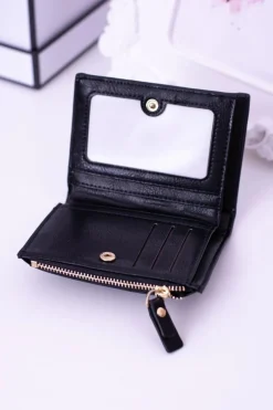 Sale Mały Czarny Portfel Damski Złoty Zamek Portfele