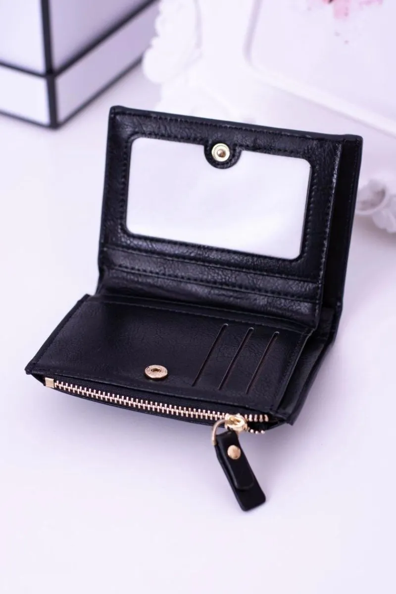 Sale Mały Czarny Portfel Damski Złoty Zamek Portfele