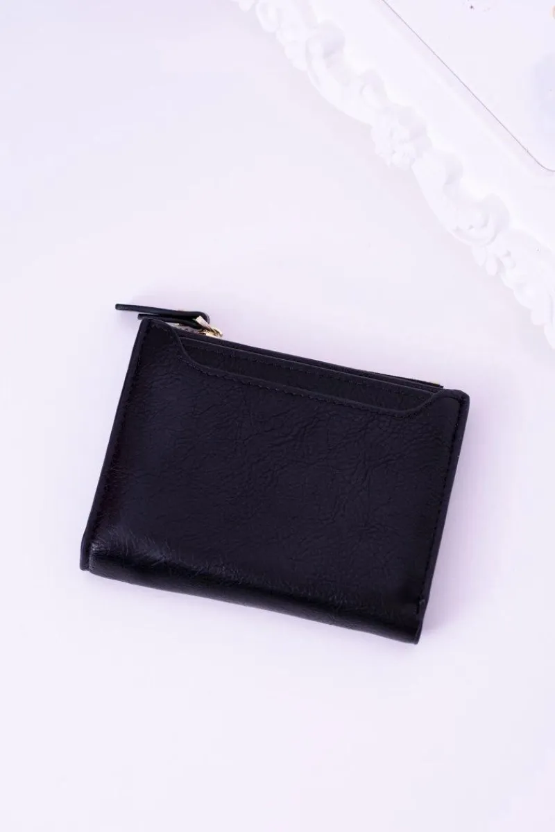 Sale Mały Czarny Portfel Damski Złoty Zamek Portfele