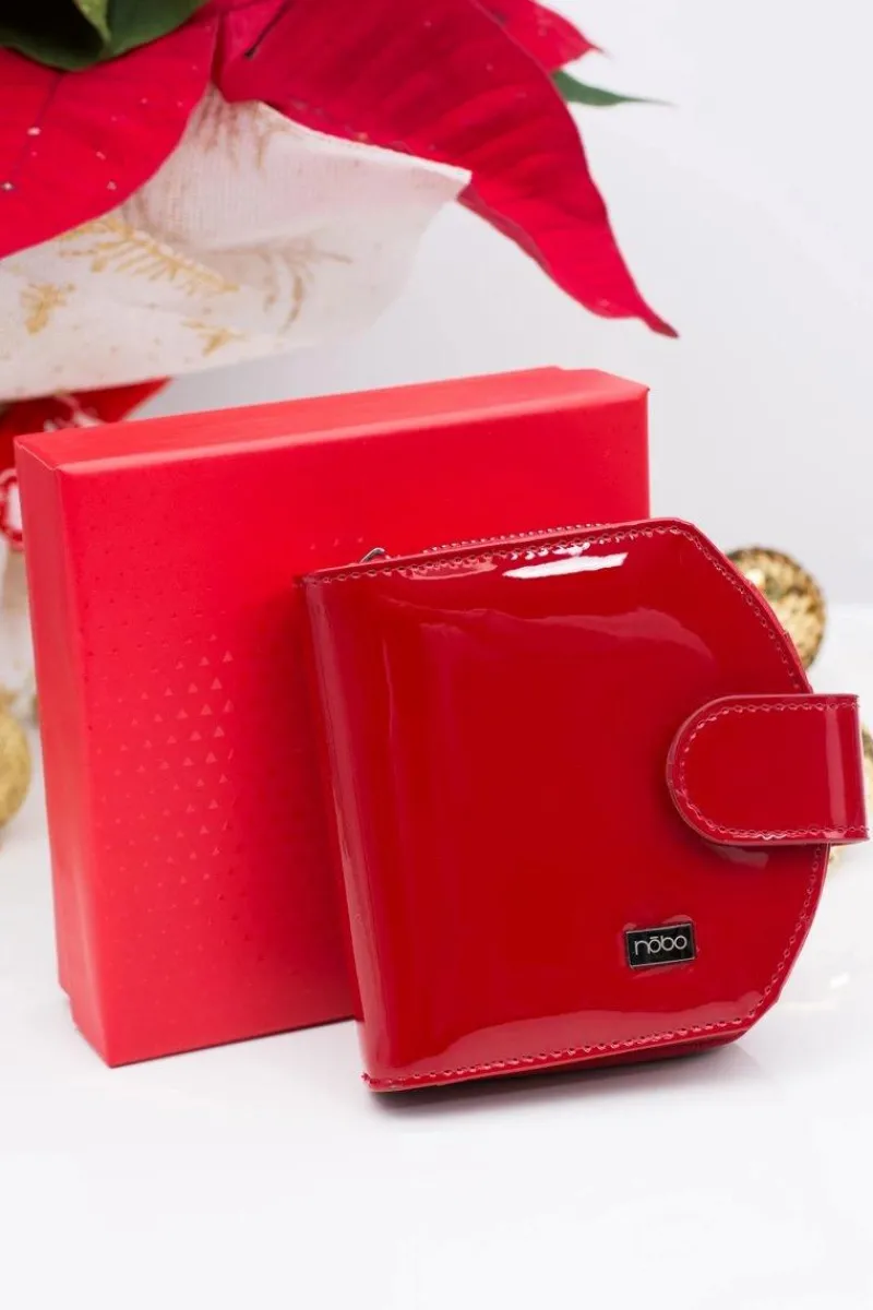Clearance Mały Czerwony Lakierowany Skórzany Portfel Nobo Portfele