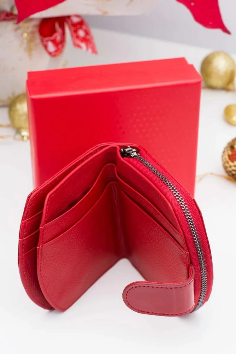 Clearance Mały Czerwony Lakierowany Skórzany Portfel Nobo Portfele