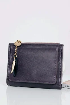 Portfele>Boto Mały Damski Śliwkowy Portfel Złote Piórko