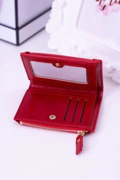 Hot Boto Mały Portfel Damski Czerwony Złoty Zamek