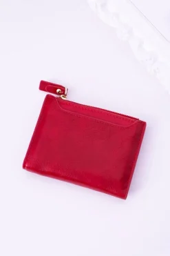 Hot Boto Mały Portfel Damski Czerwony Złoty Zamek