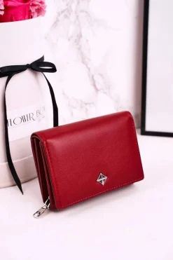 Mały Portfel Damski Podkówka MILANO Czerwony Portfele
