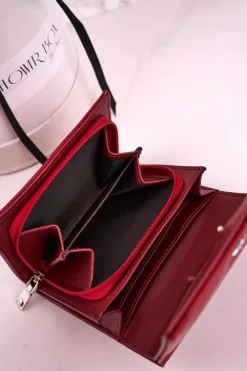 Mały Portfel Damski Podkówka MILANO Czerwony Portfele