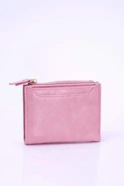 Portfele>Boto Mały Portfel Damski Pudrowy Róż Złoty Zamek