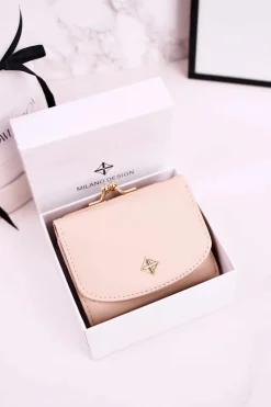 Mały Portfel Damski Zapinany Na Bigiel MILANO Ecru Portfele