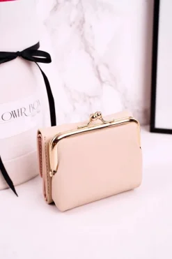 Mały Portfel Damski Zapinany Na Bigiel MILANO Ecru Portfele