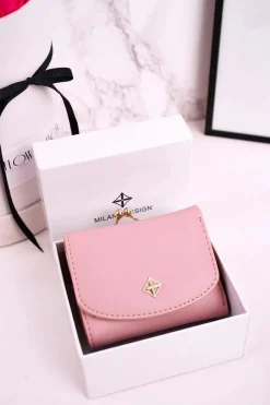 Portfele>Boto Mały Portfel Damski Zapinany Na Bigiel MILANO Jasno Różowy